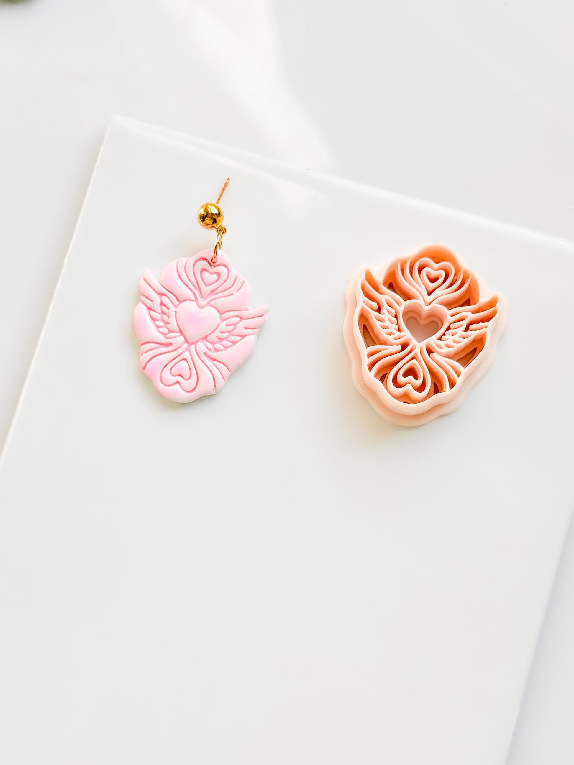 Flying Valentine Clay Cutter: Winged Heart Design