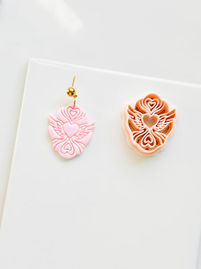Flying Valentine Clay Cutter: Winged Heart Design