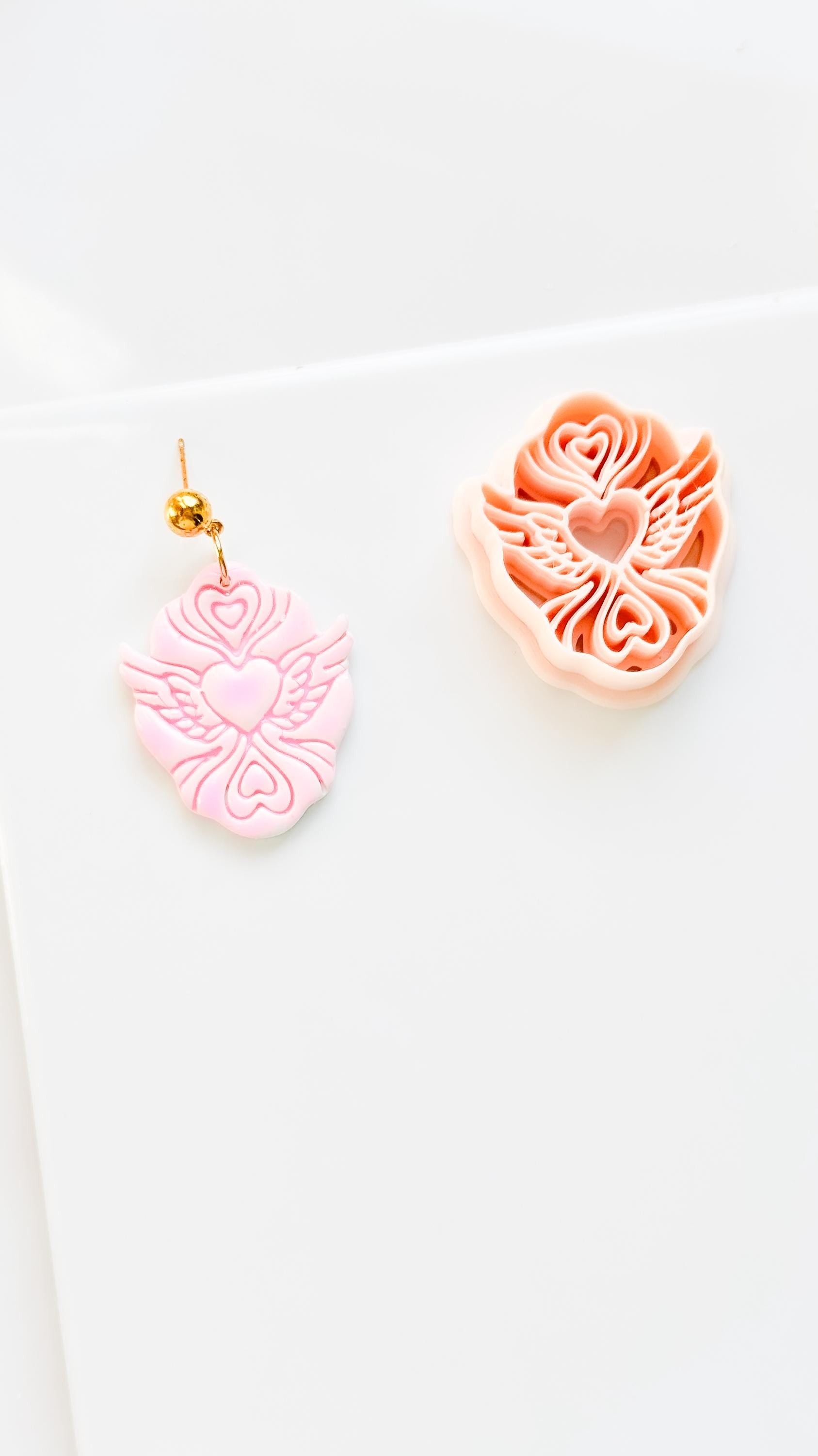 Flying Valentine Clay Cutter: Winged Heart Design