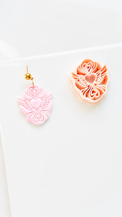 Flying Valentine Clay Cutter: Winged Heart Design