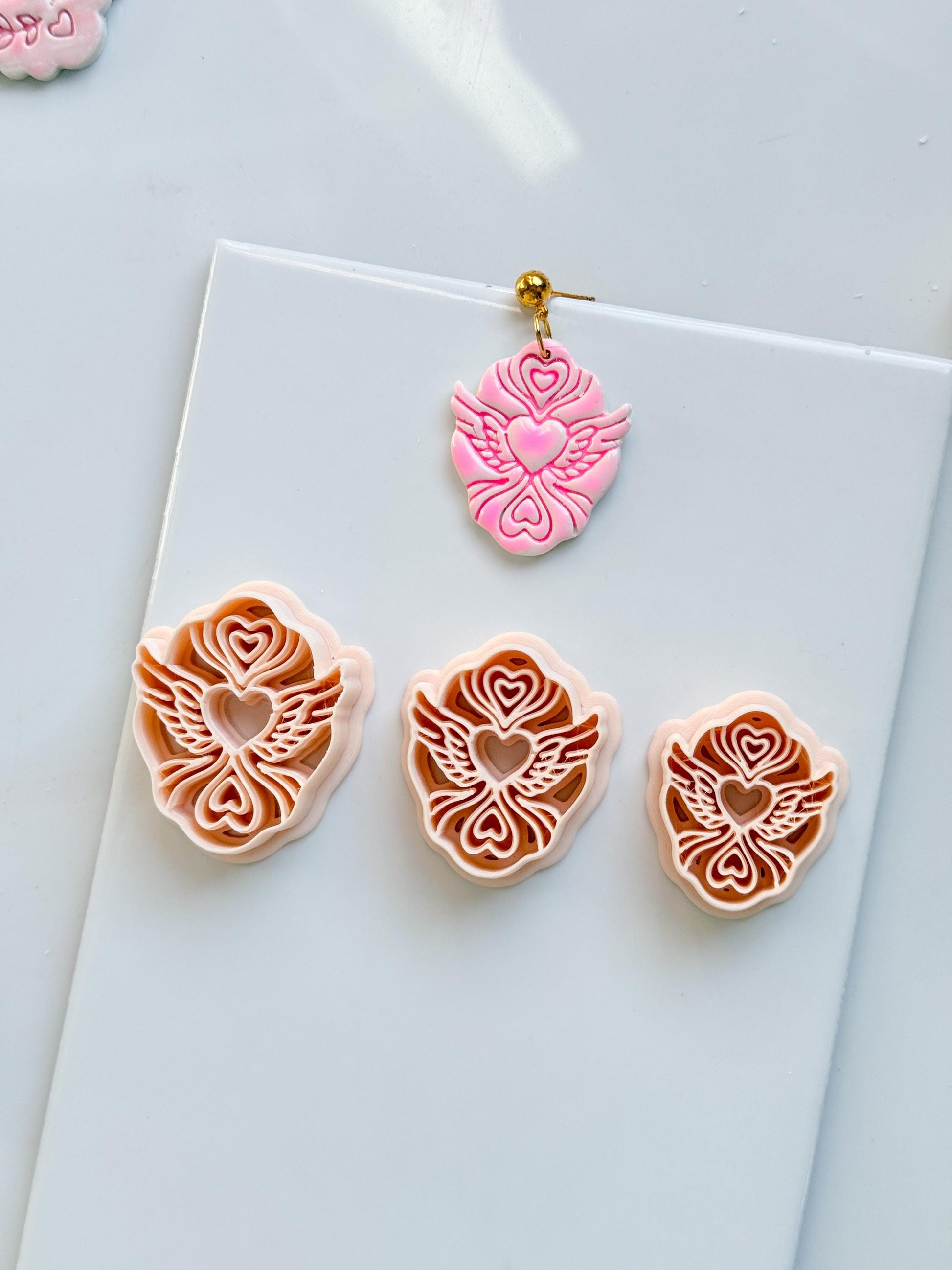 Flying Valentine Clay Cutter: Winged Heart Design