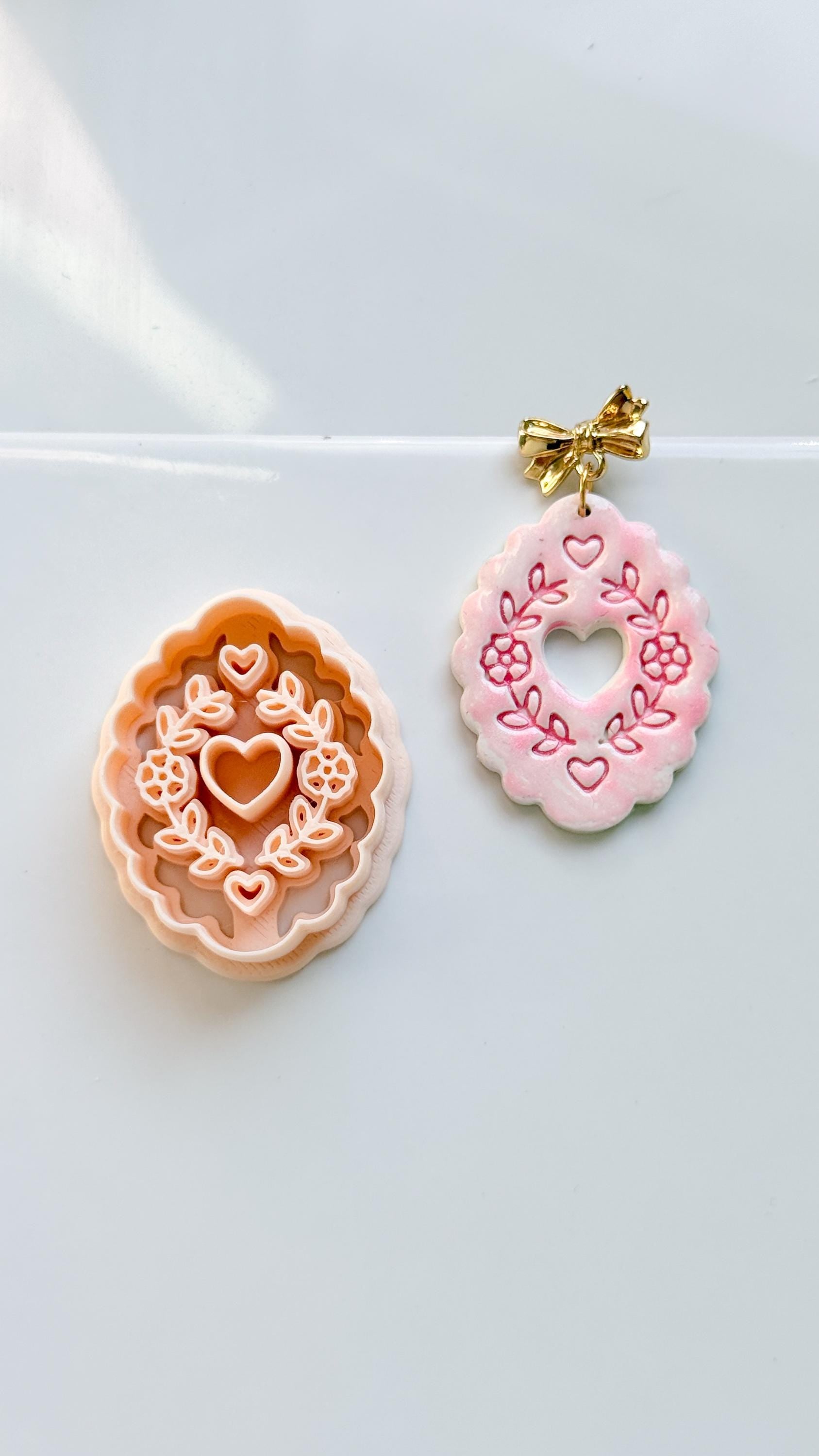 Love in Bloom Badge Clay Cutter: Floral Heart Frame Design