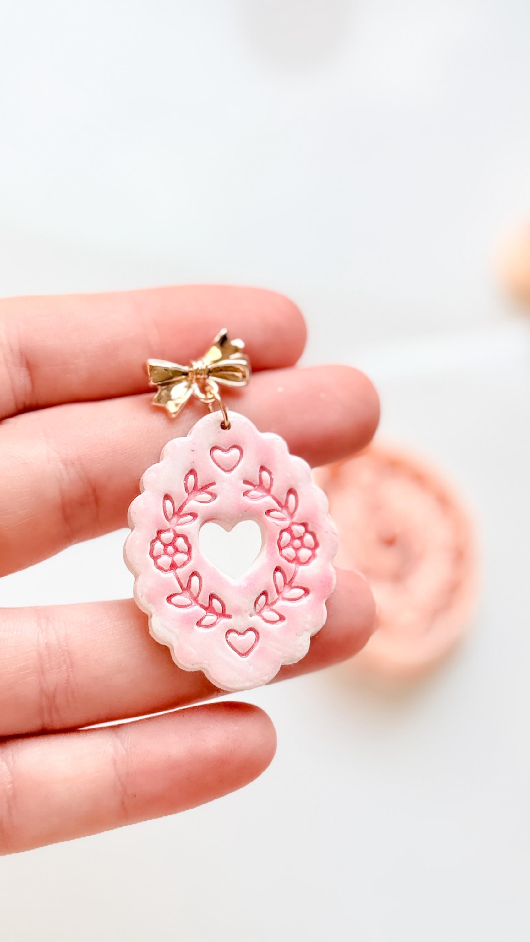 Love in Bloom Badge Clay Cutter: Floral Heart Frame Design