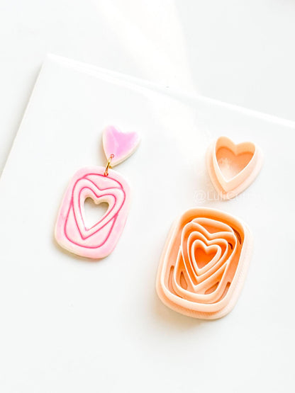 Heart Ripple Clay Cutter Set: Layered Heart Shapes