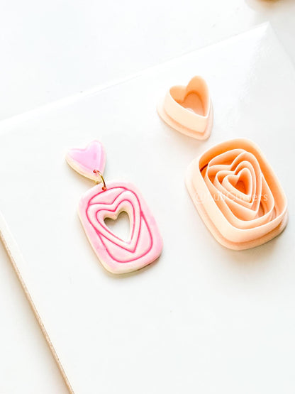 Heart Ripple Clay Cutter Set: Layered Heart Shapes