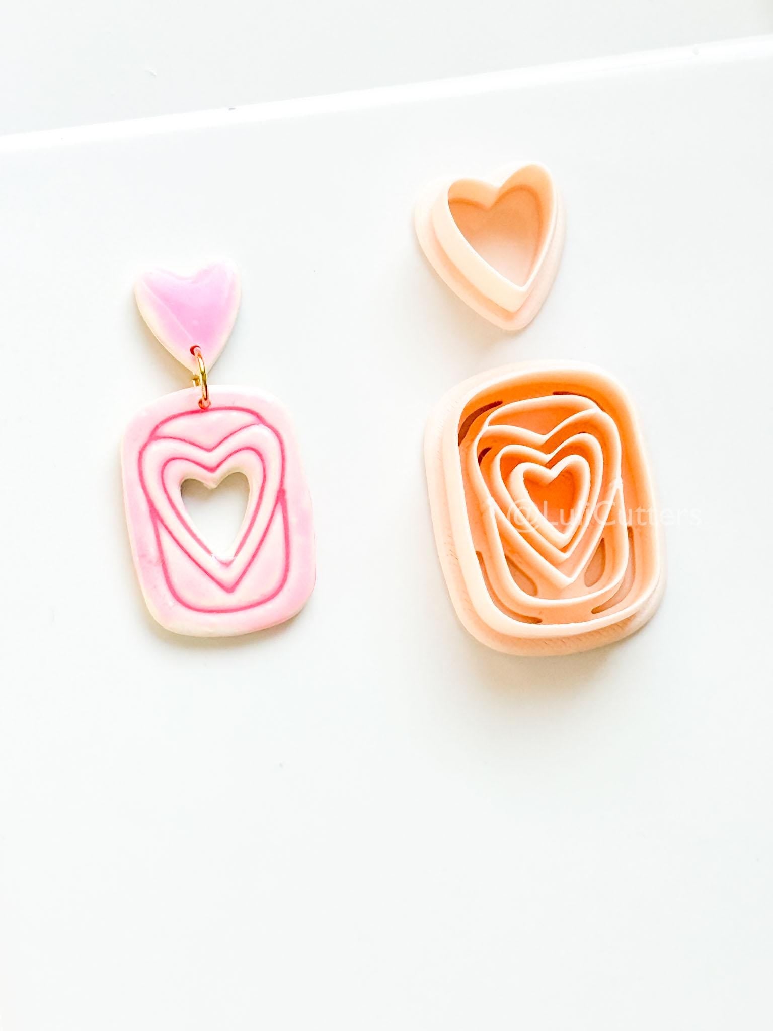 Heart Ripple Clay Cutter Set: Layered Heart Shapes
