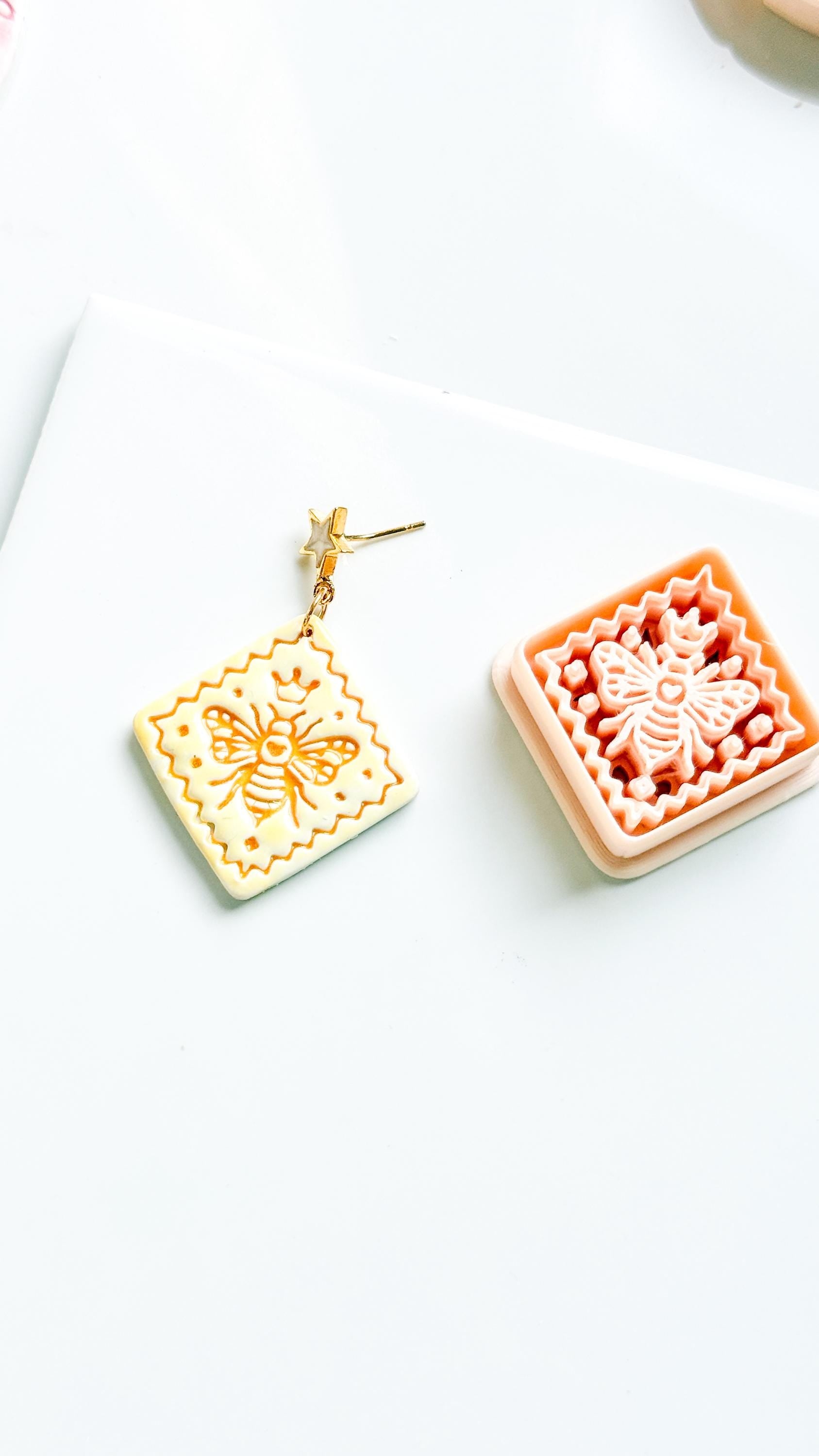 Little Hive Majesty Clay Cutter: Ornate Honeycomb Earring Shape