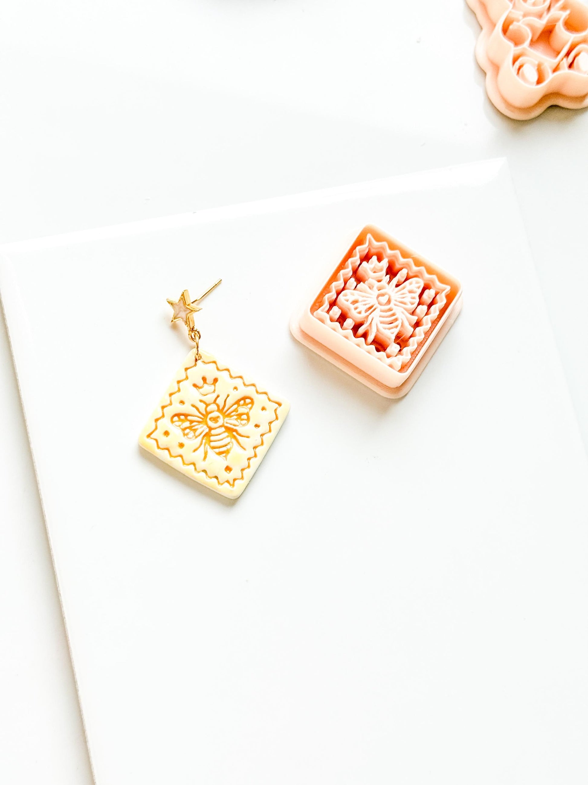 Little Hive Majesty Clay Cutter: Ornate Honeycomb Earring Shape