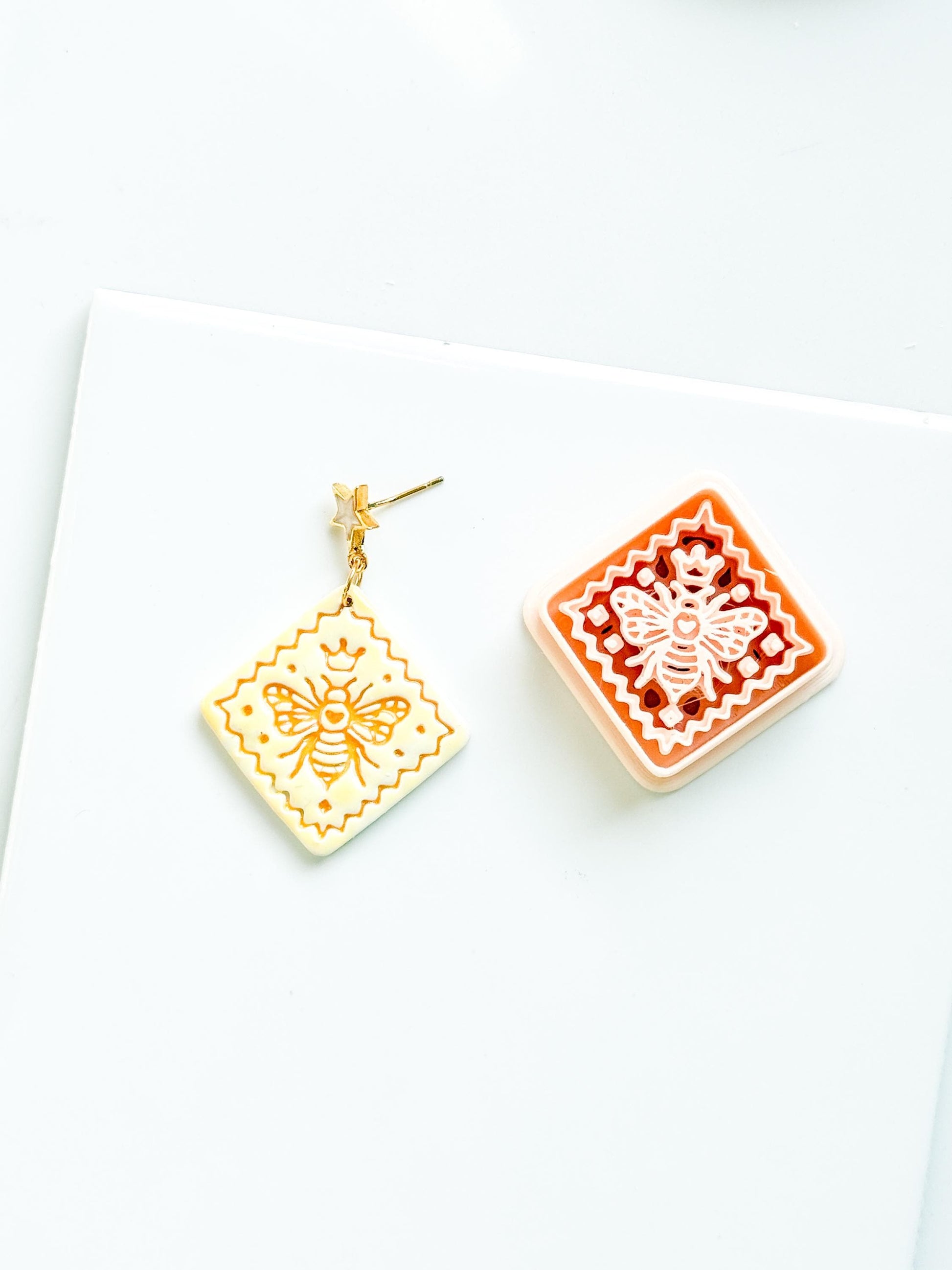 Little Hive Majesty Clay Cutter: Ornate Honeycomb Earring Shape