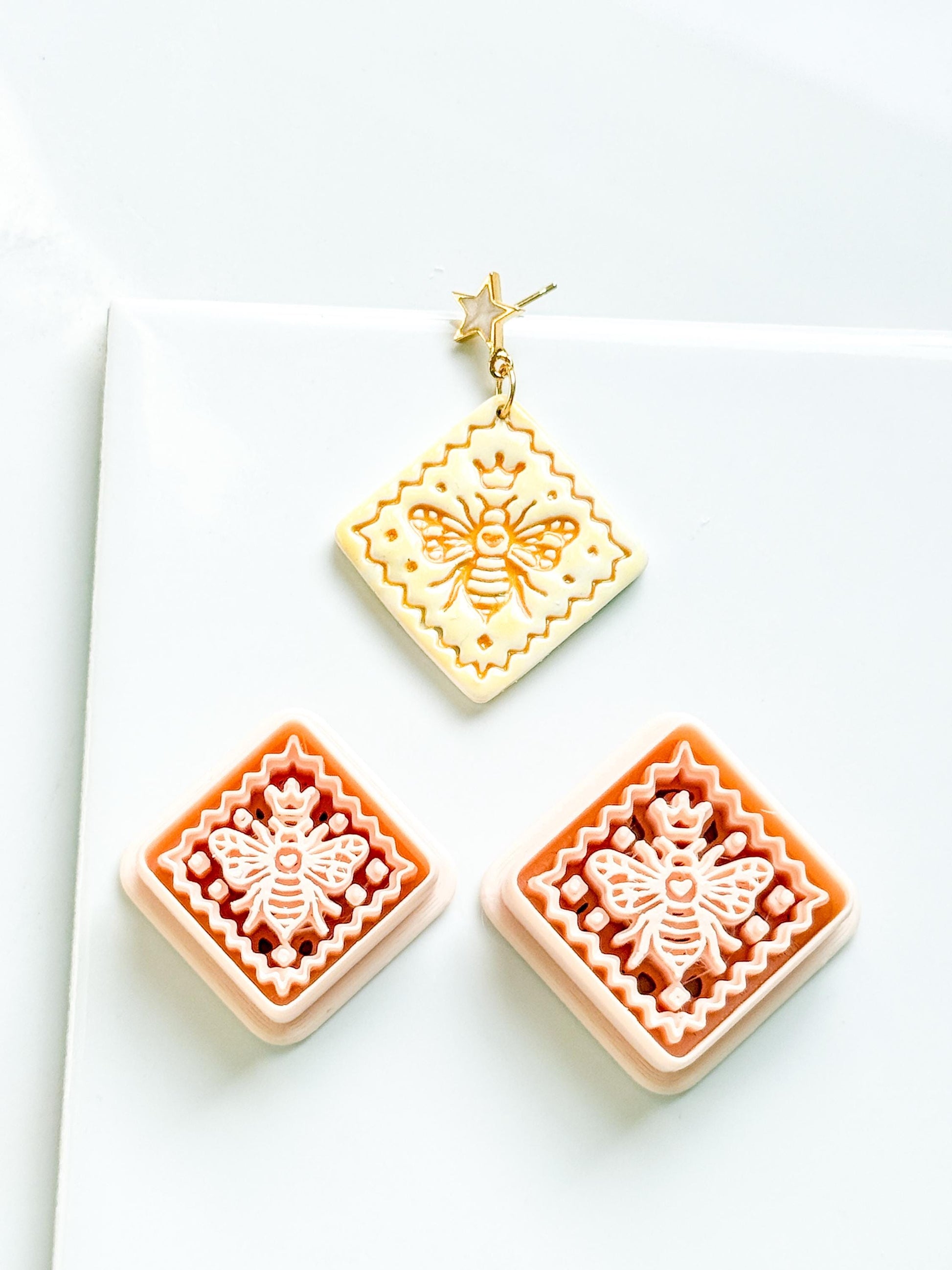 Little Hive Majesty Clay Cutter: Ornate Honeycomb Earring Shape