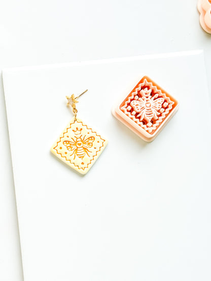 Little Hive Majesty Clay Cutter: Ornate Honeycomb Earring Shape