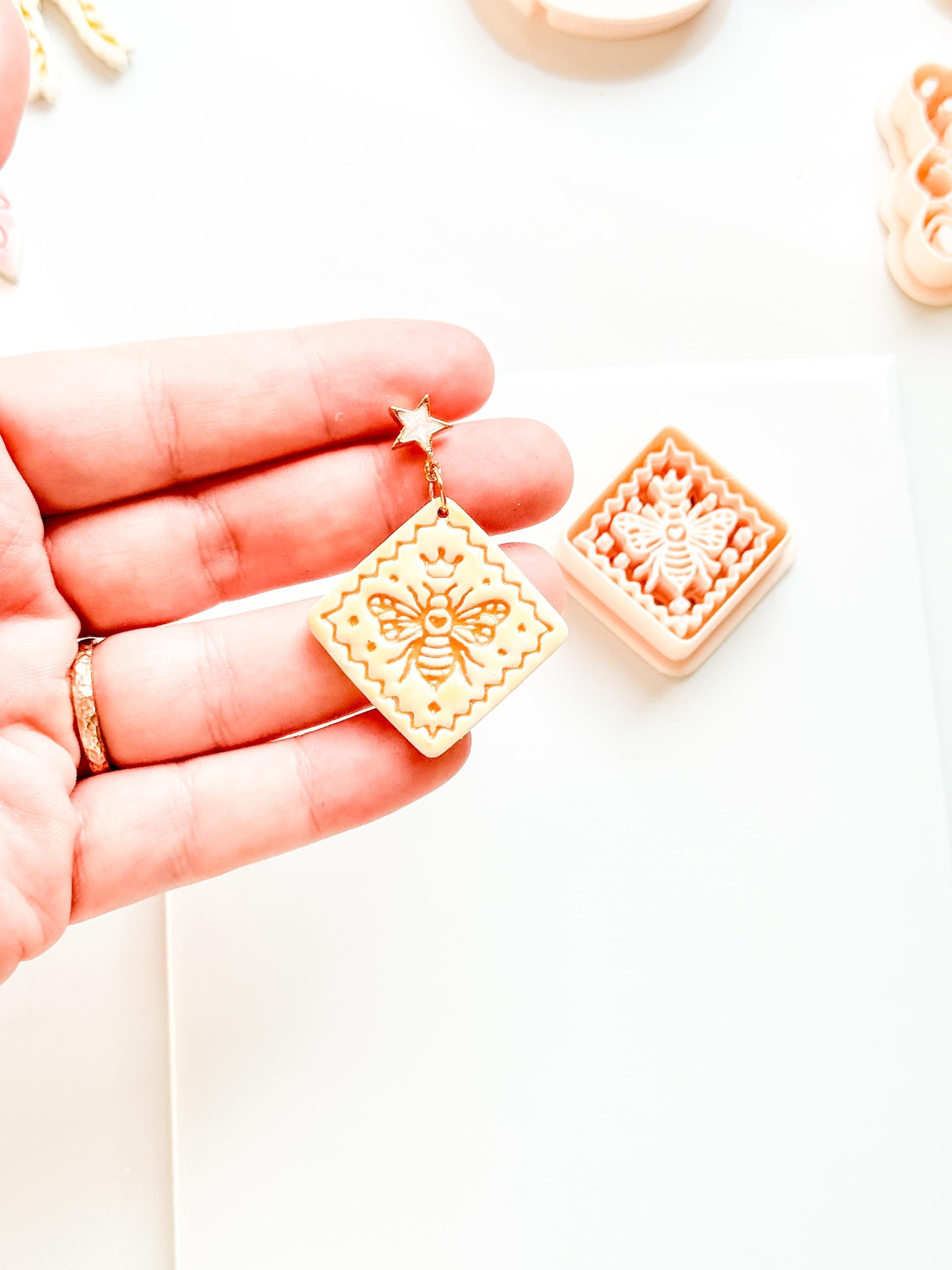 Little Hive Majesty Clay Cutter: Ornate Honeycomb Earring Shape