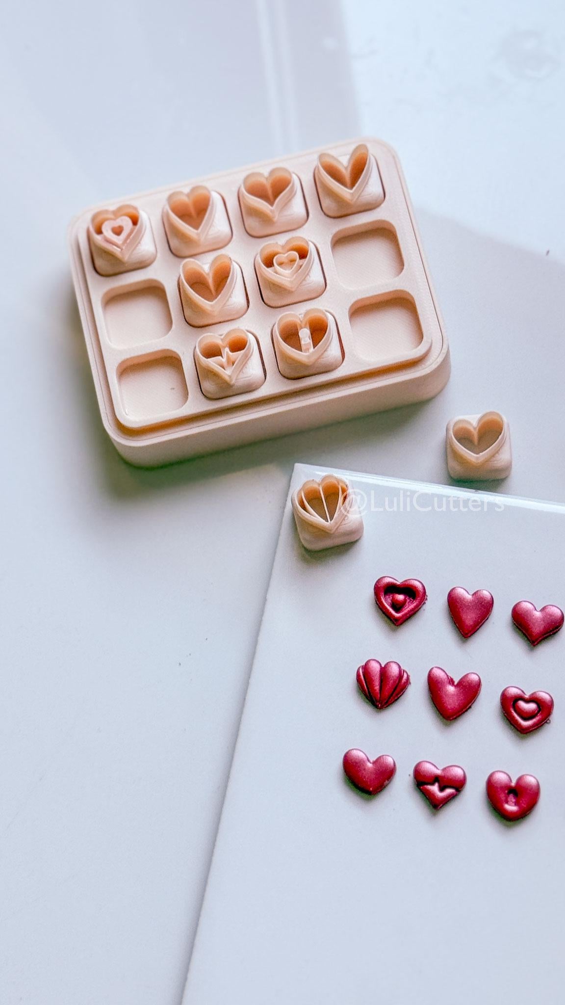 Micro Valentine Heart Clay Cutters: Love Symbols Set