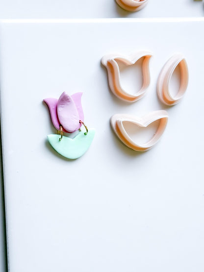 Spring Tulip Clay Cutter Set: Petal & Leaf Shapes for Earrings