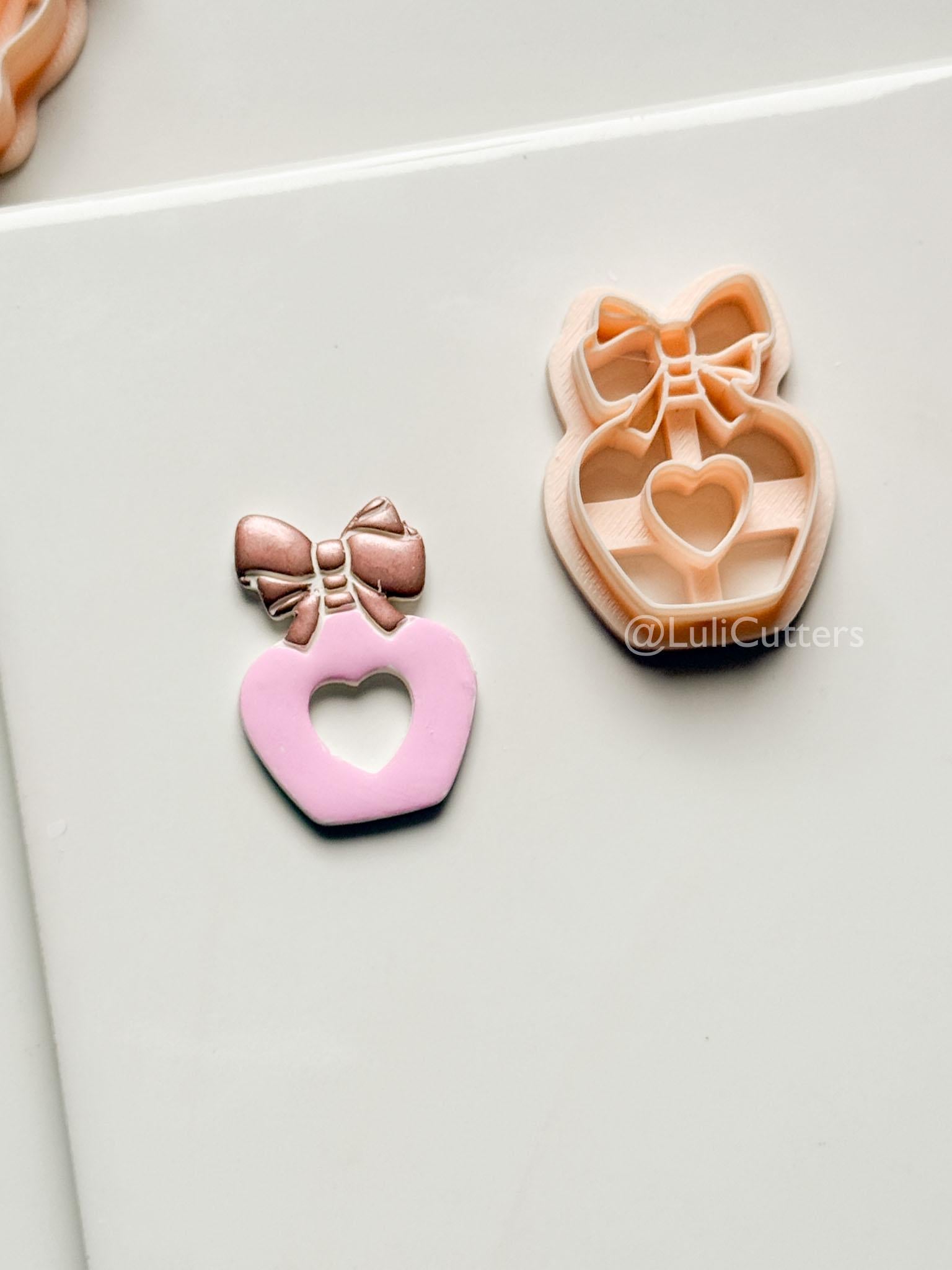Sweetheart Perfume Bottle Clay Cutter – Bow Heart Design