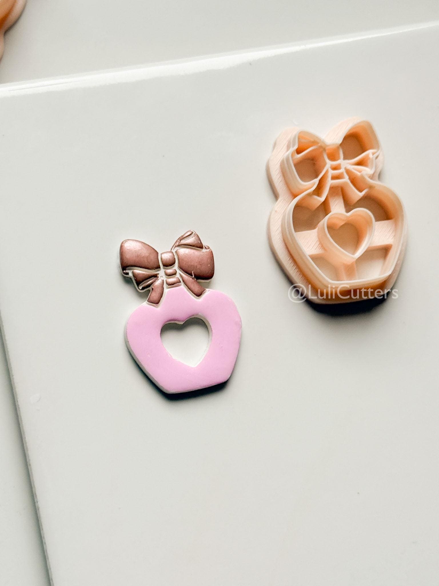Sweetheart Perfume Bottle Clay Cutter – Bow Heart Design