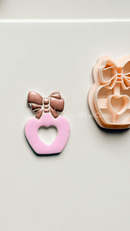 Sweetheart Perfume Bottle Clay Cutter – Bow Heart Design