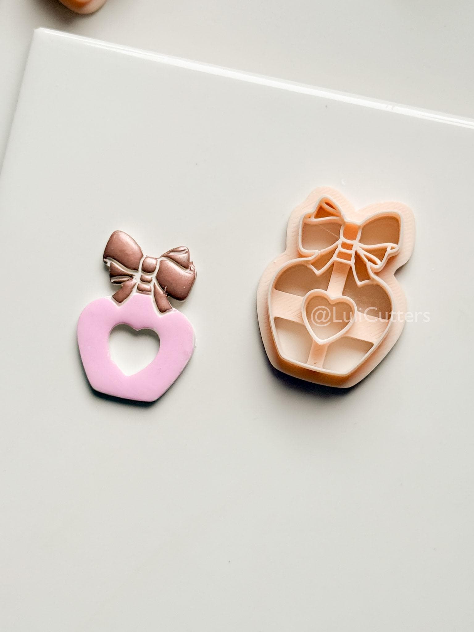 Sweetheart Perfume Bottle Clay Cutter – Bow Heart Design