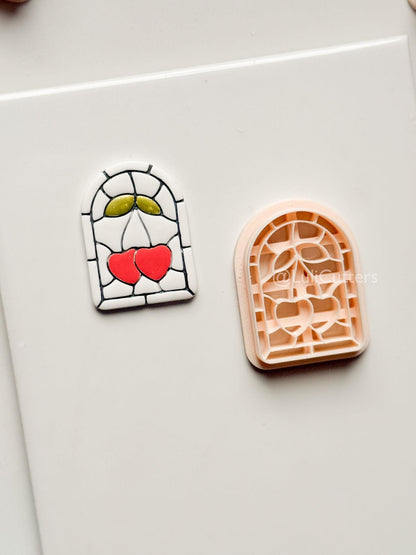 Heartlight Window Clay Cutter: Stained Glass Cherry Hearts