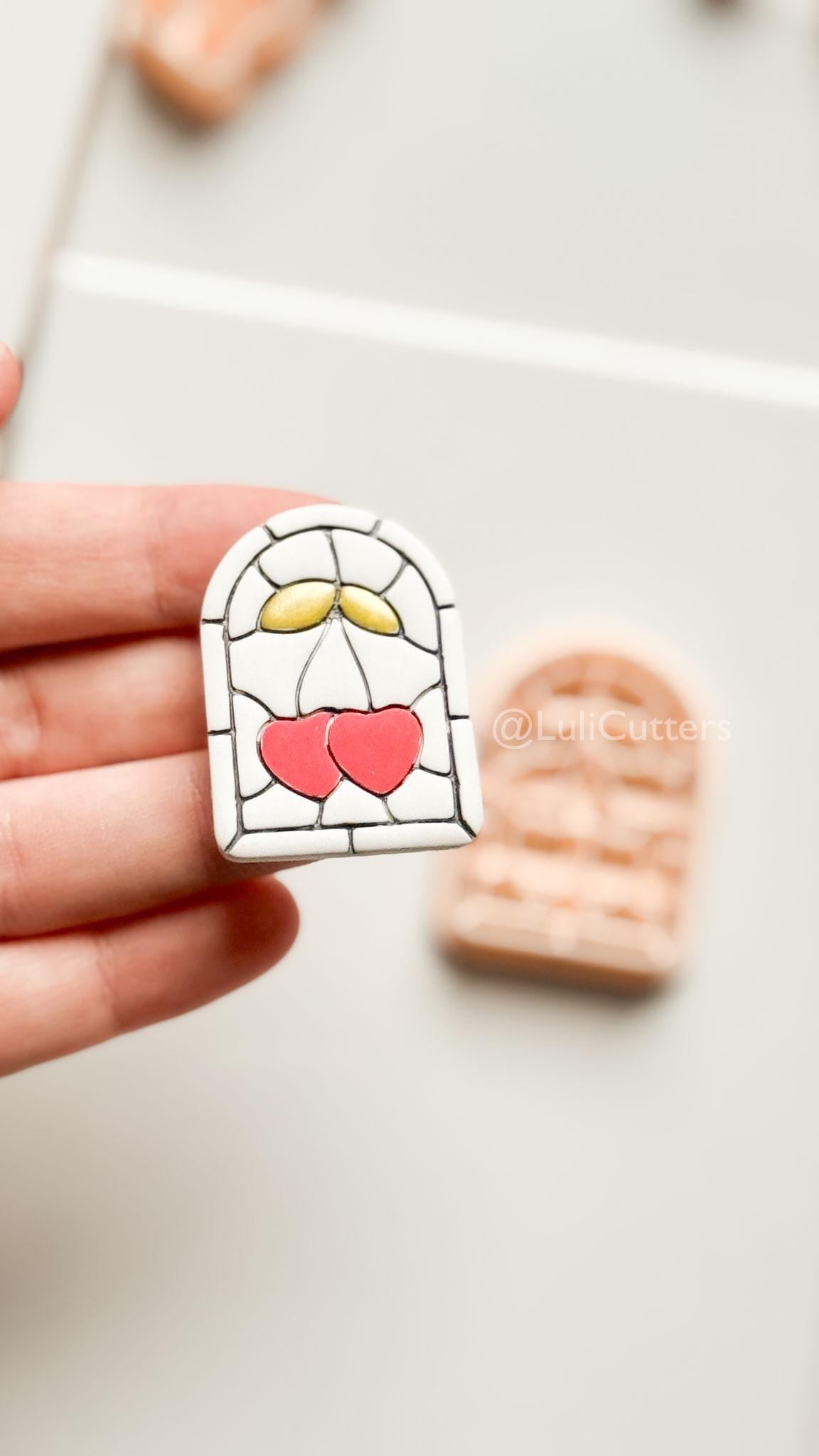 Heartlight Window Clay Cutter: Stained Glass Cherry Hearts