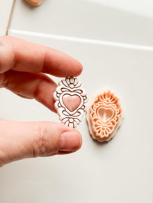 Ornate Heart Cameo Clay Cutter – Floral Frame Design