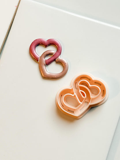 Chained Hearts Clay Cutters: Interlocked Heart Duo
