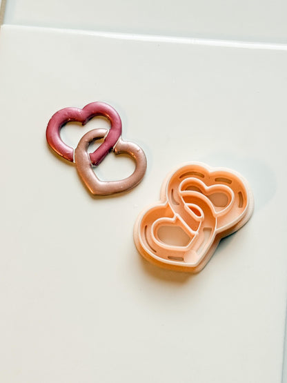Chained Hearts Clay Cutters: Interlocked Heart Duo