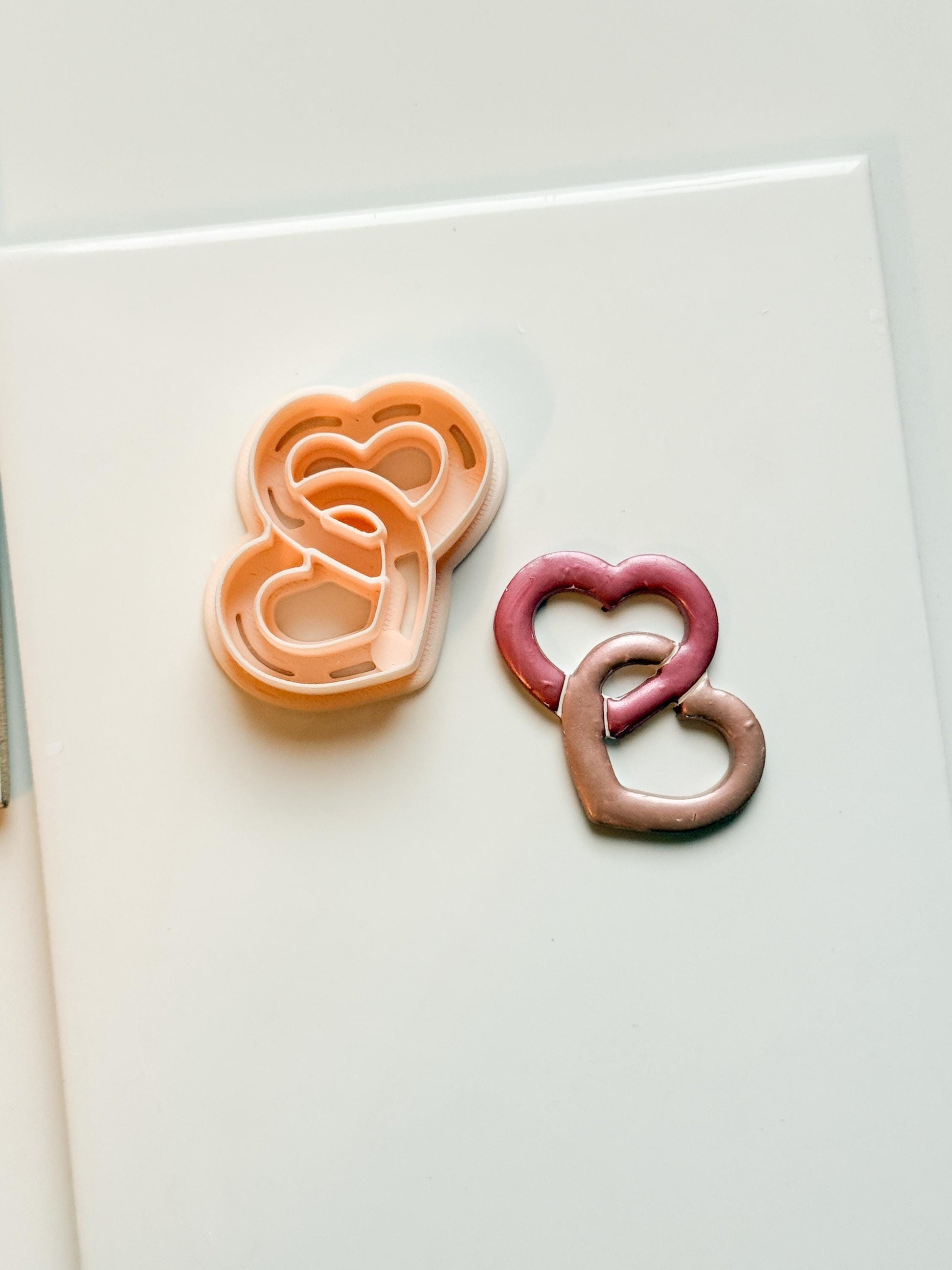 Chained Hearts Clay Cutters: Interlocked Heart Duo