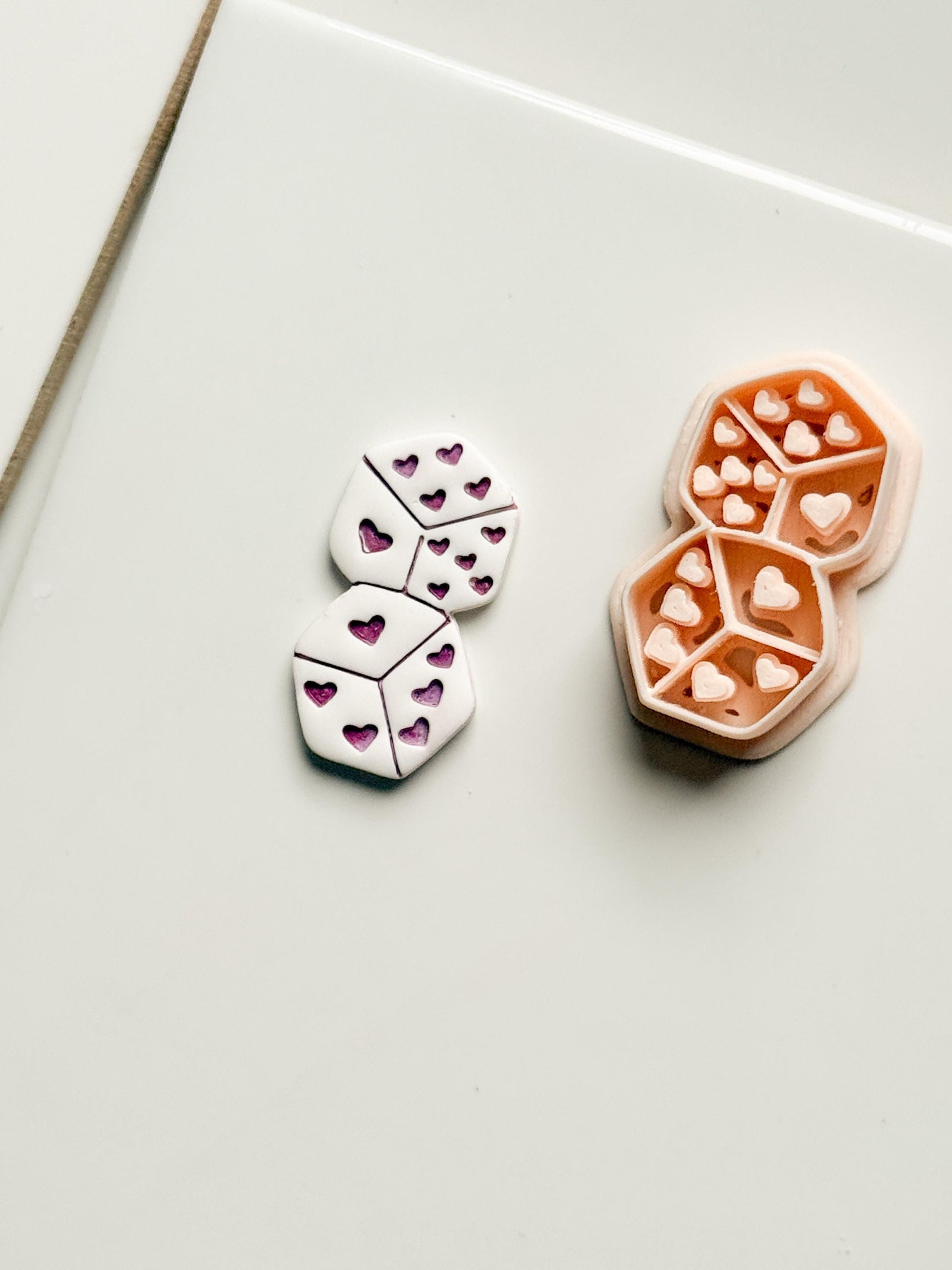 Love Roll Clay Cutters: Heart Pattern Dice Duo
