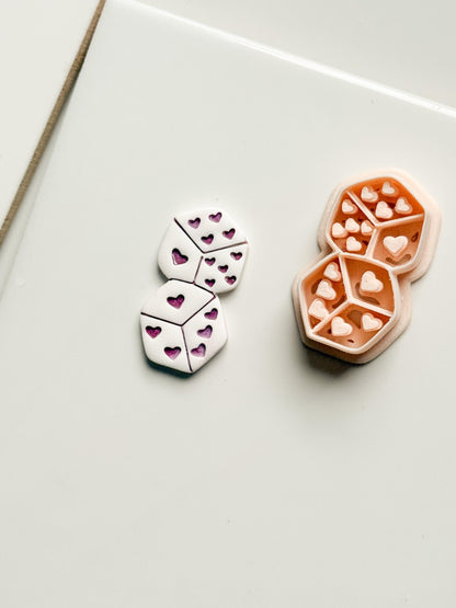 Love Roll Clay Cutters: Heart Pattern Dice Duo