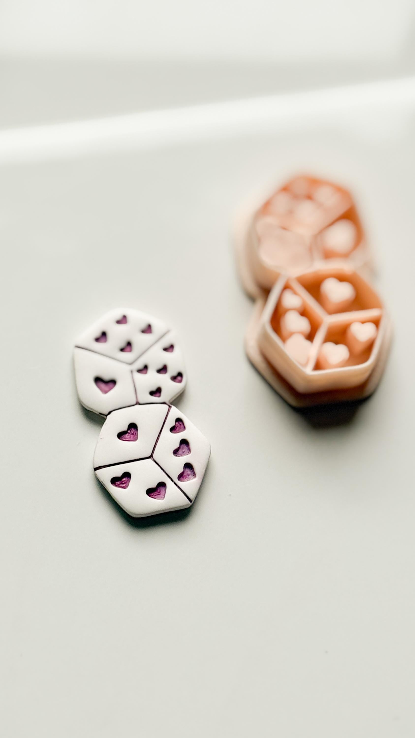 Love Roll Clay Cutters: Heart Pattern Dice Duo