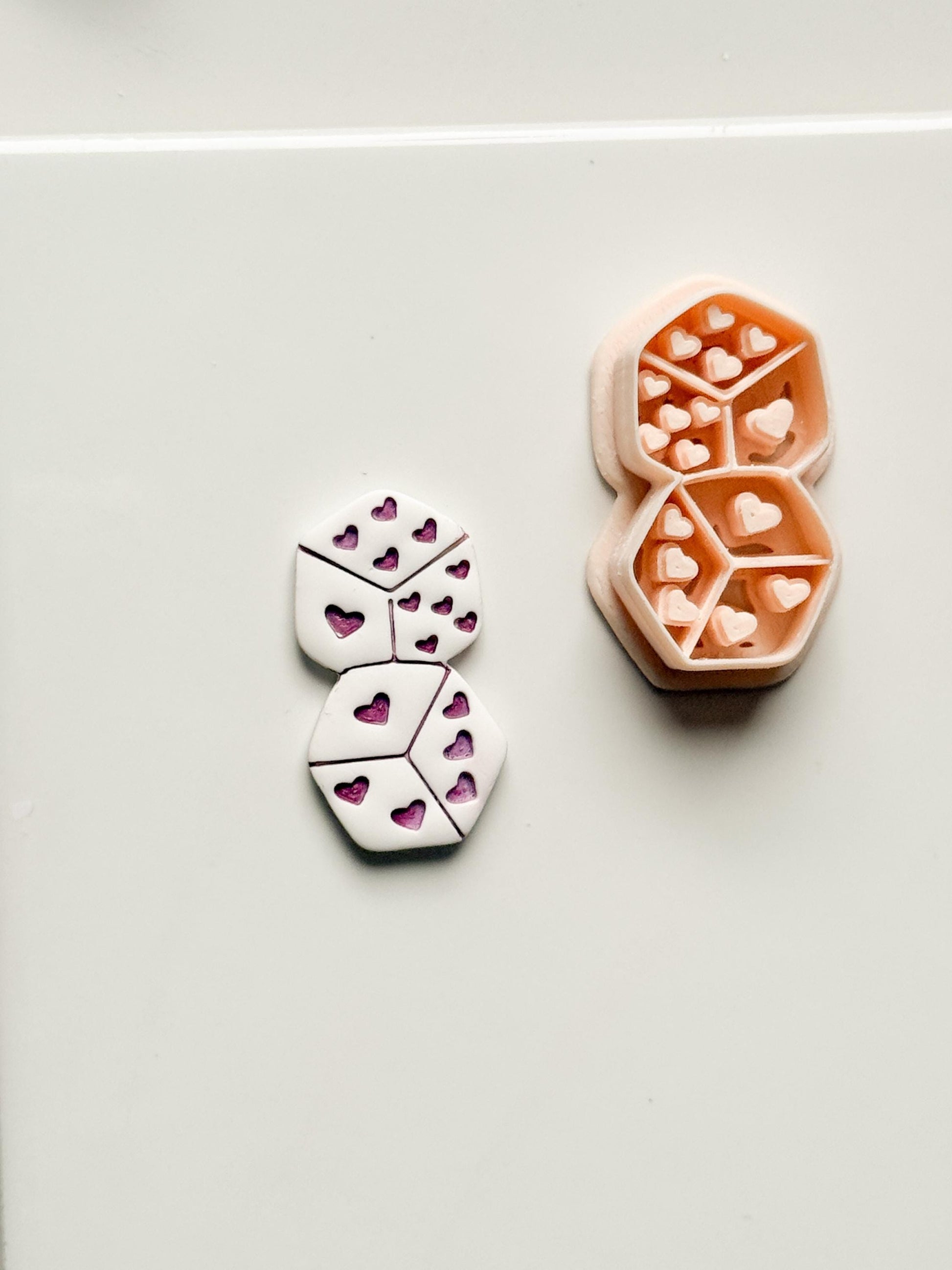 Love Roll Clay Cutters: Heart Pattern Dice Duo