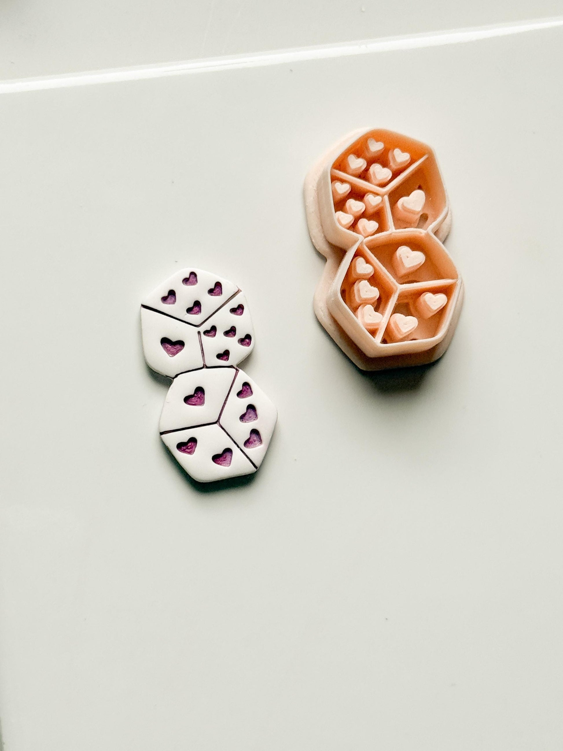 Love Roll Clay Cutters: Heart Pattern Dice Duo