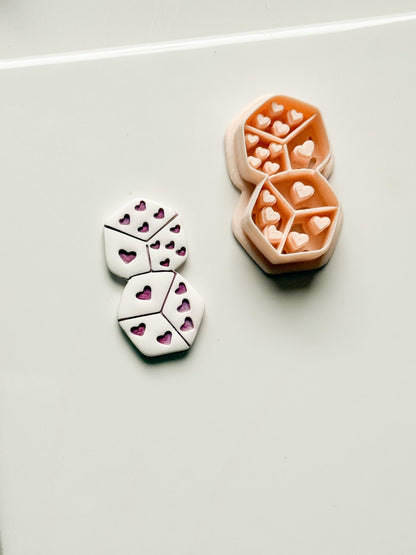 Love Roll Clay Cutters: Heart Pattern Dice Duo