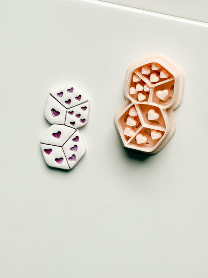 Love Roll Clay Cutters: Heart Pattern Dice Duo