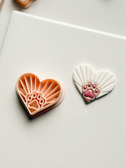 Sunrise Paws Clay Cutter: Heart Paw Design