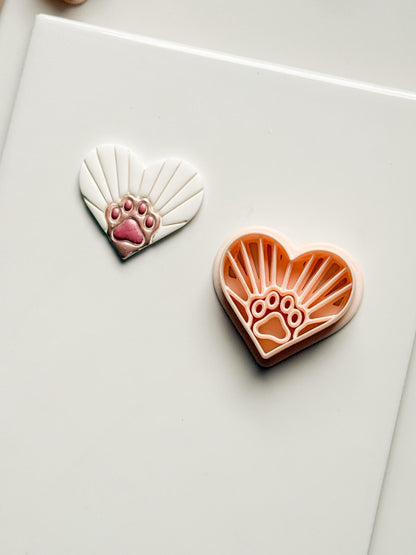 Sunrise Paws Clay Cutter: Heart Paw Design