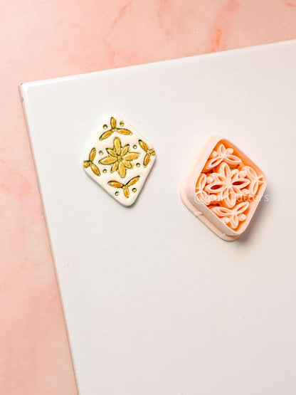 Folk Rosette Clay Cutter: Floral Geometric Pattern Design