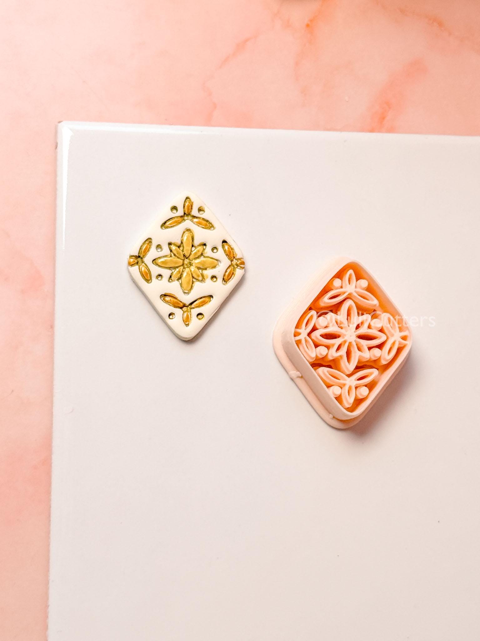 Folk Rosette Clay Cutter: Floral Geometric Pattern Design