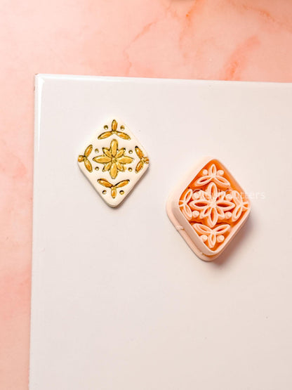 Folk Rosette Clay Cutter: Floral Geometric Pattern Design