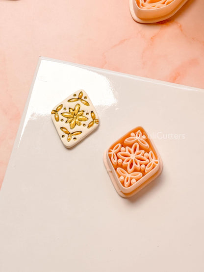 Folk Rosette Clay Cutter: Floral Geometric Pattern Design
