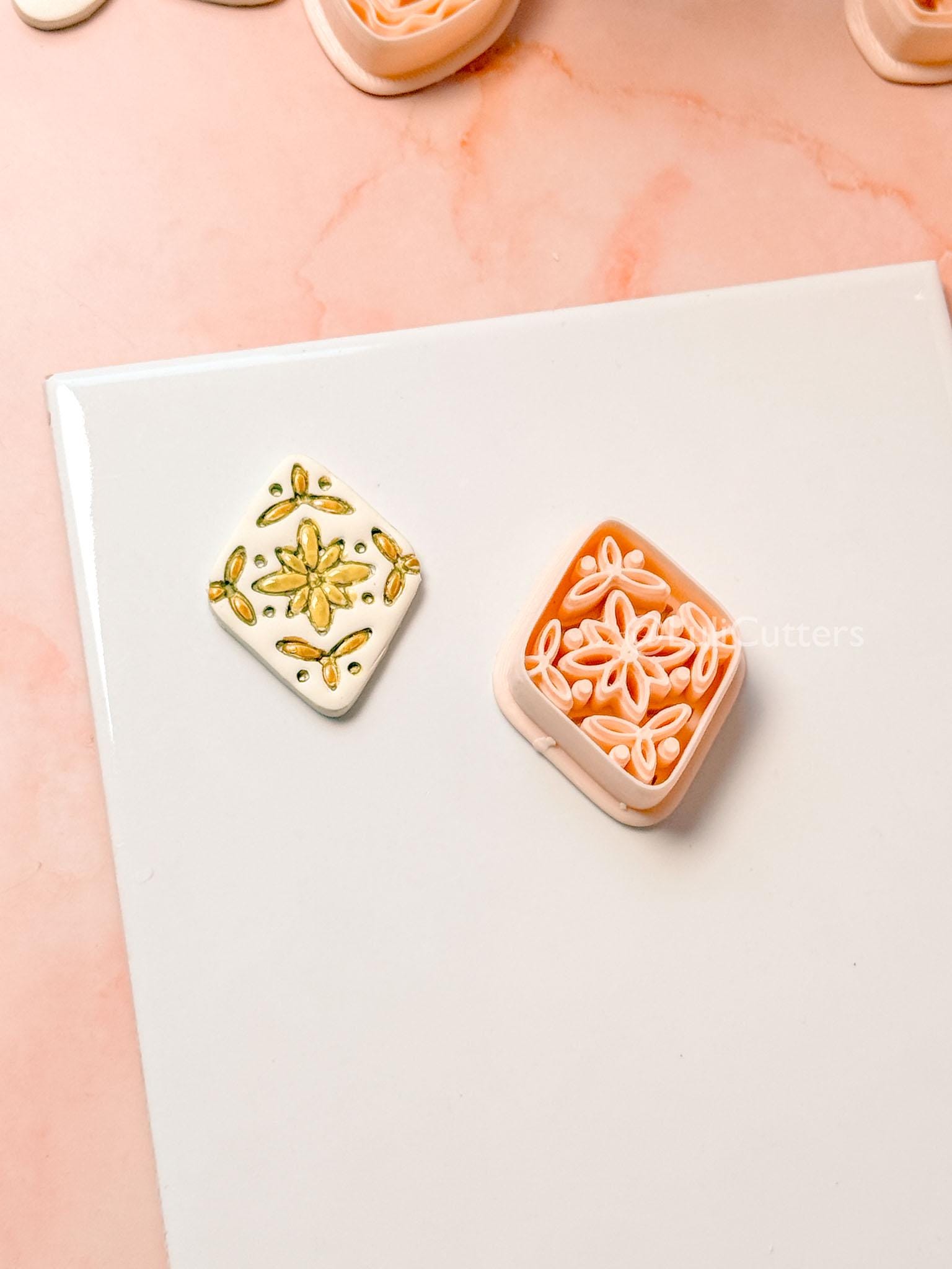 Folk Rosette Clay Cutter: Floral Geometric Pattern Design