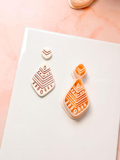 Folk Drop Clay Cutter: Geometric Teardrop Pattern Design