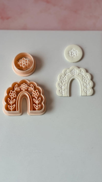 Ava Linden Clay Cutter: Floral Arch & Round Shapes