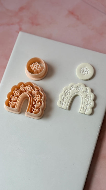 Ava Linden Clay Cutter: Floral Arch & Round Shapes