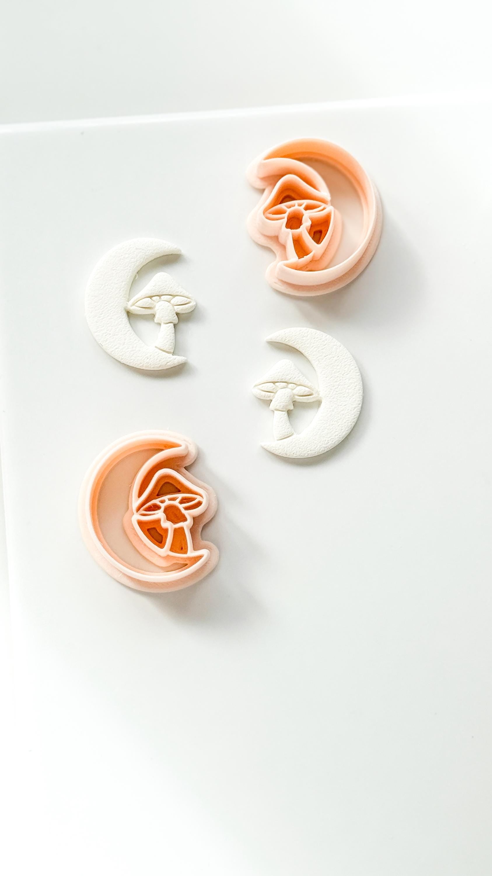 Moon & Mushroom Clay Cutter: Crescent Moon Fantasy Design