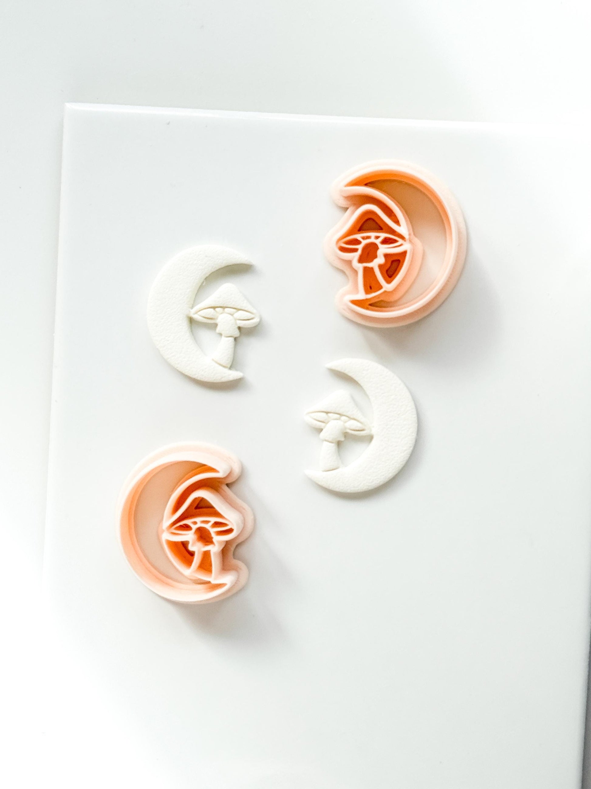 Moon & Mushroom Clay Cutter: Crescent Moon Fantasy Design