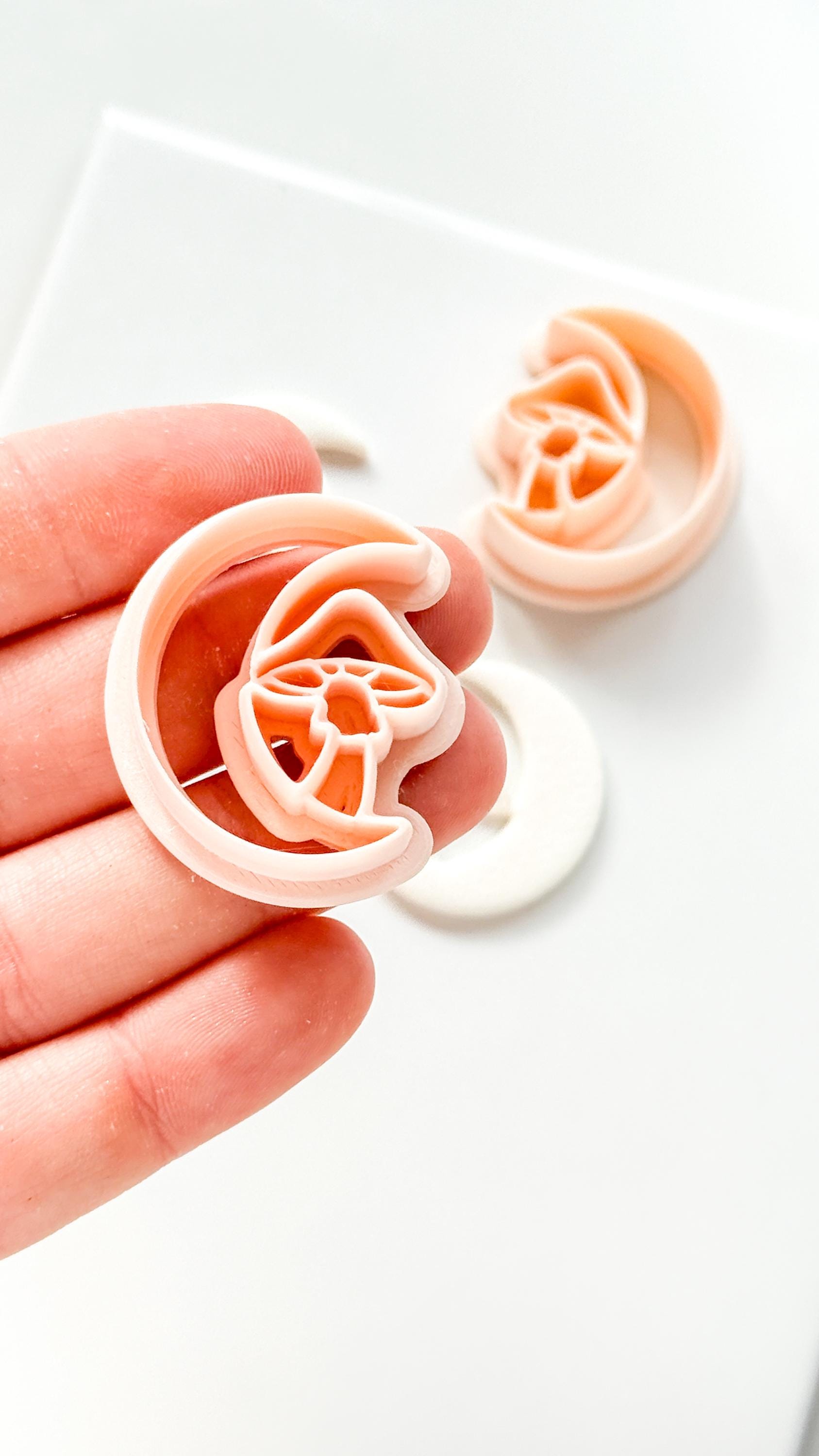 Moon & Mushroom Clay Cutter: Crescent Moon Fantasy Design