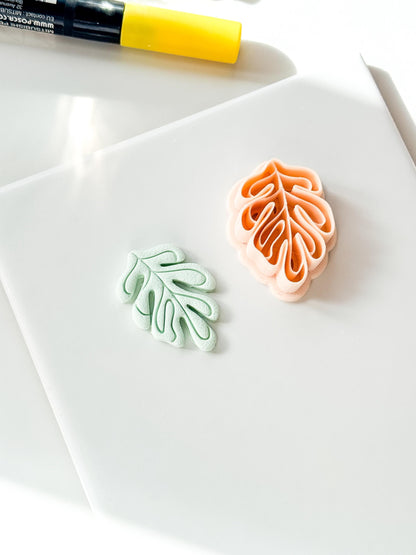 Soft Monstera Clay Cutter: Organic Leaf Line Design