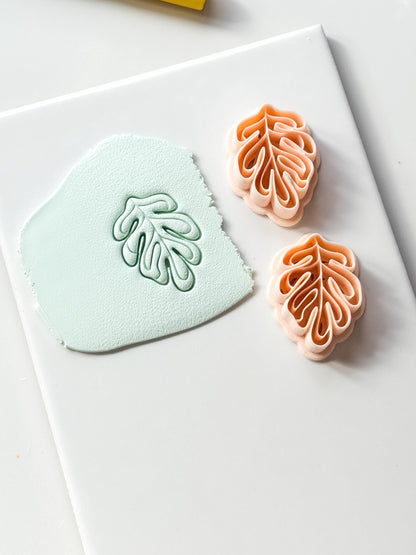 Soft Monstera Clay Cutter: Organic Leaf Line Design